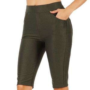 Ponte Knit Slim Fit Shorts Pull-Up Style Leggings